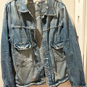 Frame Denim Distressed Blue Jean Jacket